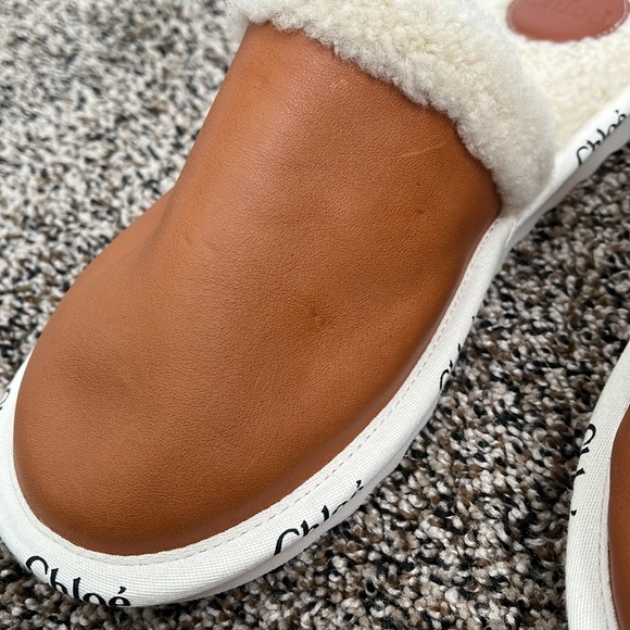 Chloe Shearling Woody Logo Slippers, never worn - Picture 6 of 8